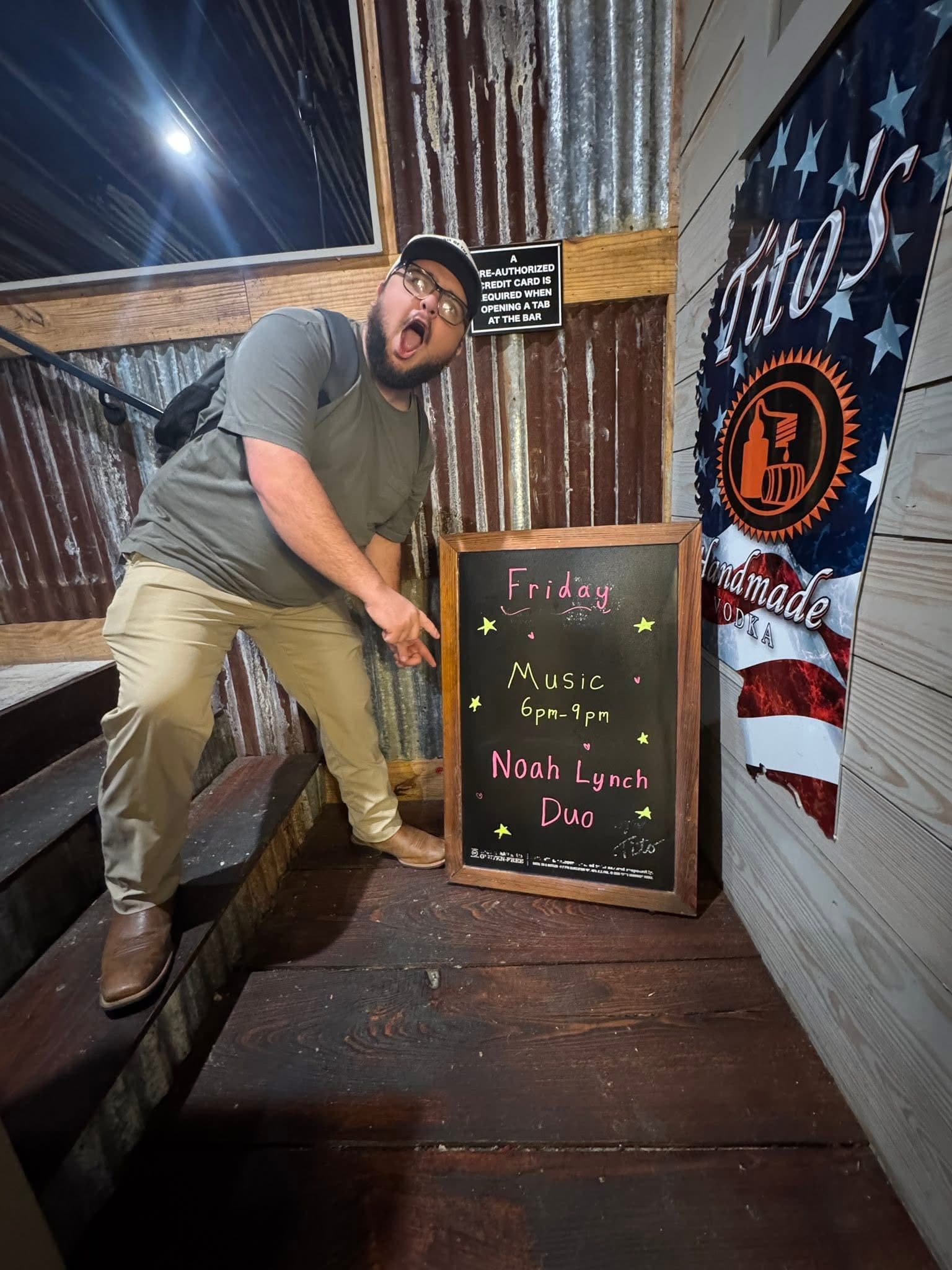 Noah Lynch performing at Backwater Grill in 2026